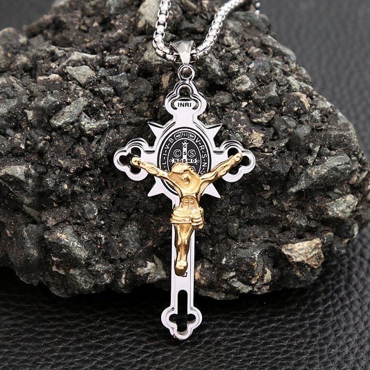 Collar de Joyería Cristiana con Cruz y Colgante de Jesús ✝️