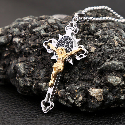 Collar de Joyería Cristiana con Cruz y Colgante de Jesús ✝️